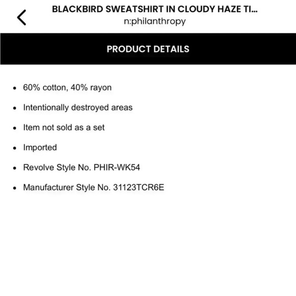 niphilanthropy Blackbird Sweatshirt in Cloudy Haze Tie Dye - Picture 13 of 13